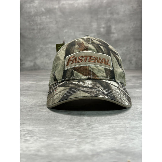 Vintage Fastenal Embroidered Spellout Tree Camo Trucker Snapback Hat OSFA