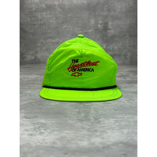 Vintage 80s Chevrolet The Heartbeat Of America Embroidered Snapback Hat OSFA