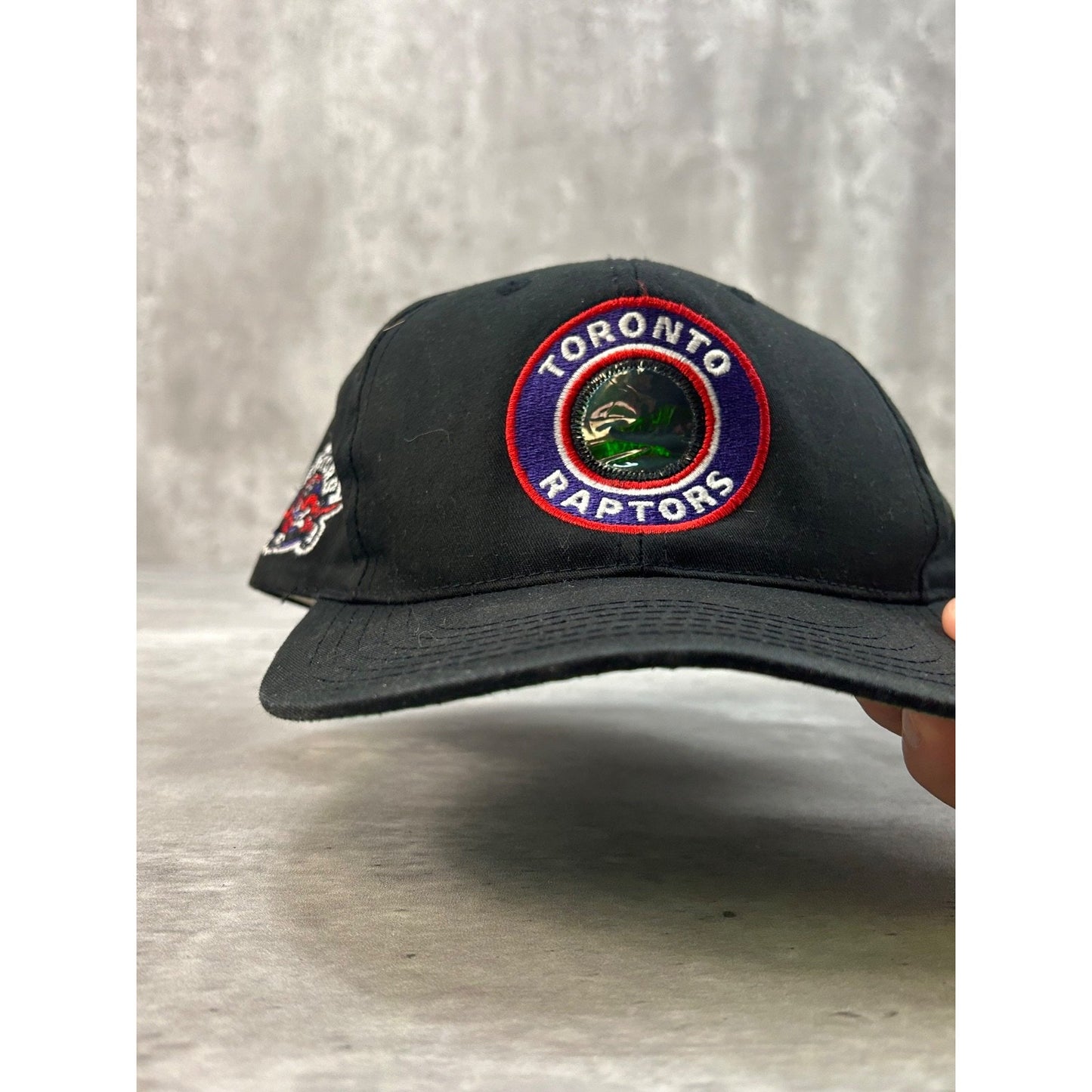 Vintage 90s Toronto Raptors NBA Spellout Reflective Logo Snapback Hat OSFA
