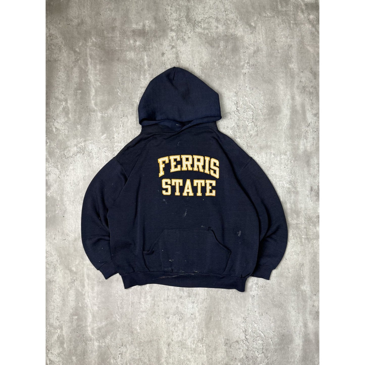 Vintage 70s Russell Athletic Ferris State University Hooded Sweatshirt Sz Large