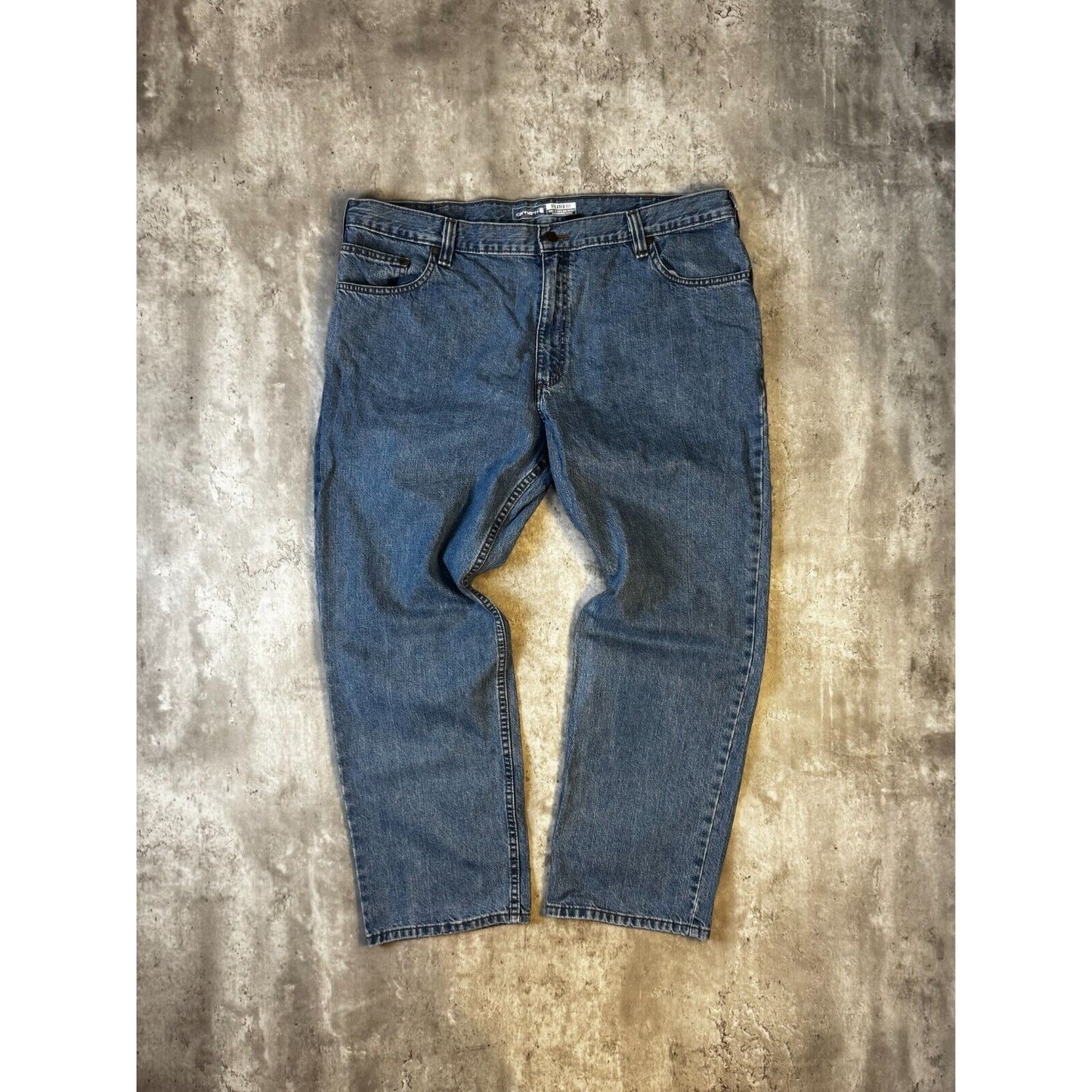 Carhartt Relaxed Fit Medium Wash Denim Workwear Pants Size 42 Blue