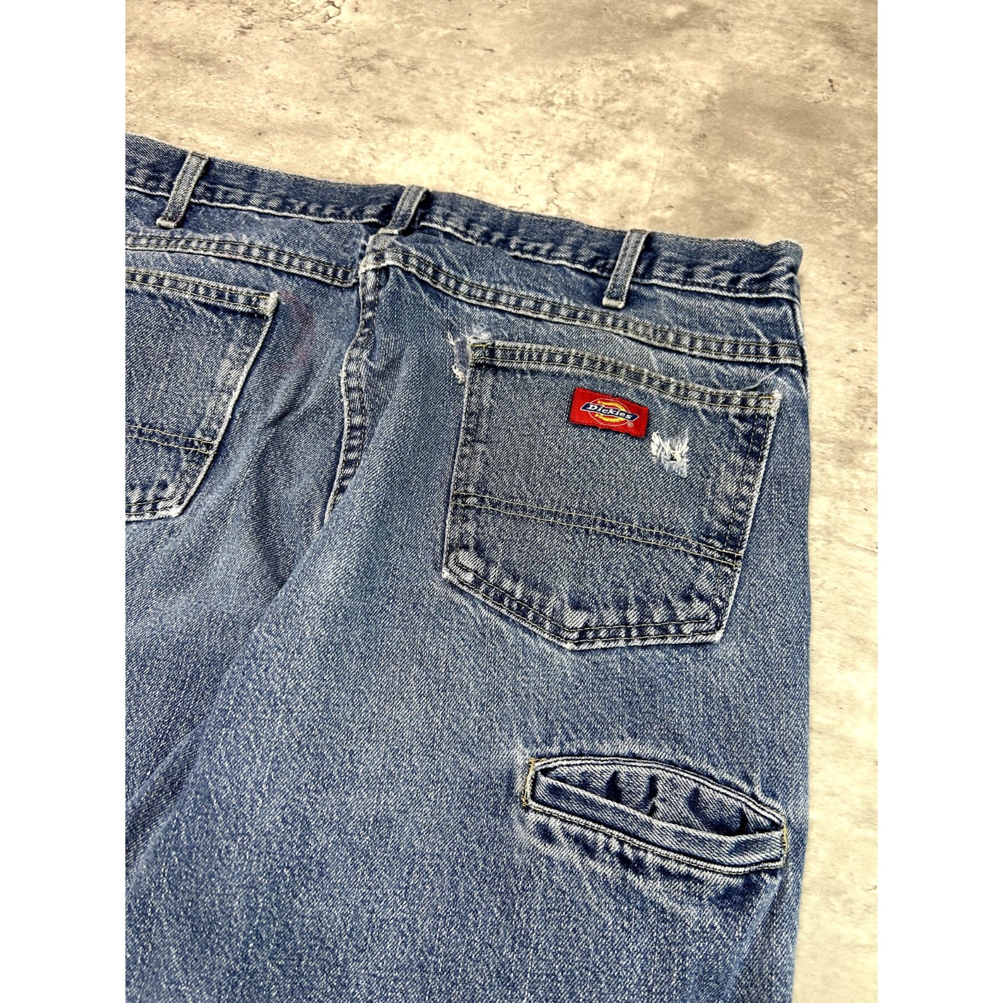 Vintage Dickies Dark Wash Denim Work Wear Five Pocket Double Knee Pants Size 36W