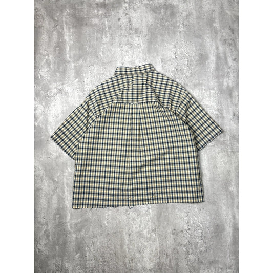 Vintage Chaps Plaid Lined Reworked Cropped Button Up Shirt Size Large