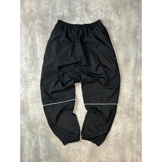 Vintage 2000s YOUTH Nike Embroidered Swoosh Nylon Track Pants Size Large Black