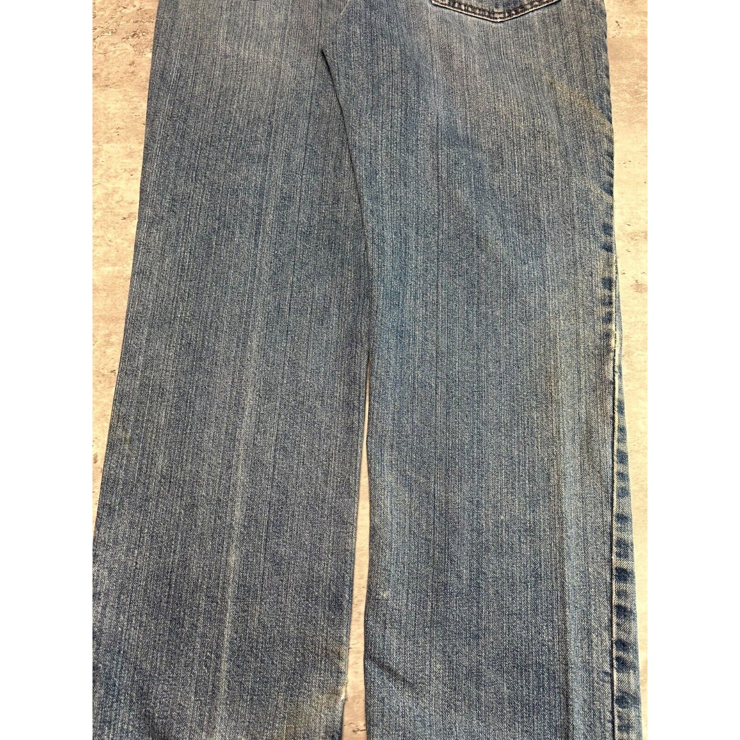 Carhartt Relaxed Fit Medium Wash Denim Distressed Workwear Pants Size 35