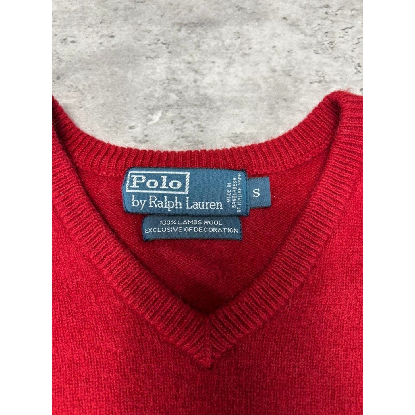 Vintage Polo Ralph Lauren Embroidered Pony 100% Wool V Neck Sweater Size Small
