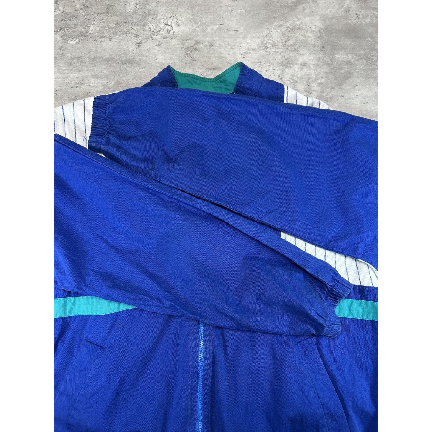 Vintage 90s Abercombie & Fitch Striped Full Zip Bomber Jacket Size Medium Blue