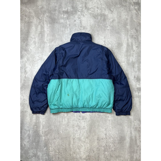 Vintage 90s Eddie Bauer Full Zip Two Tone Reversible Nylon Puffer Jacket Large