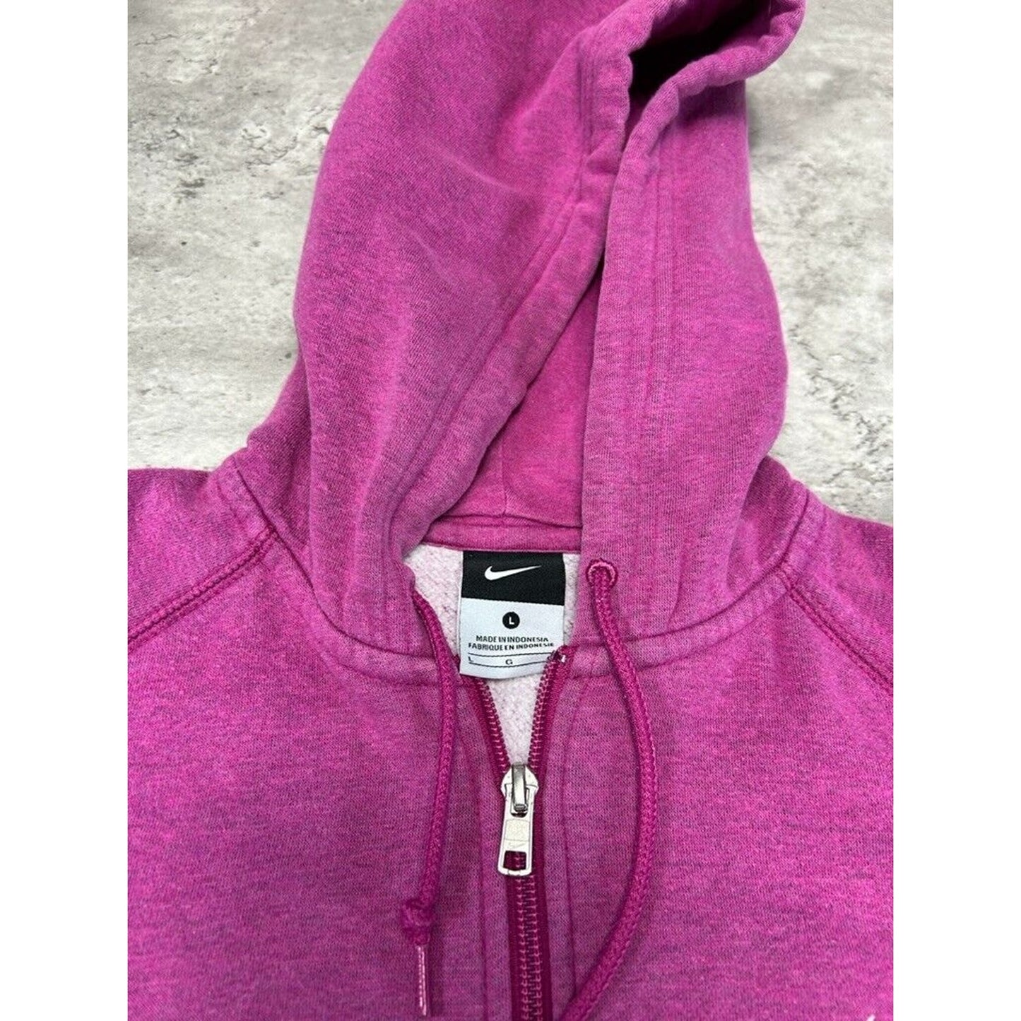 Vintage Womens Nike Embroidered Swoosh Full Zip Hooded Sweatshirt Size Large