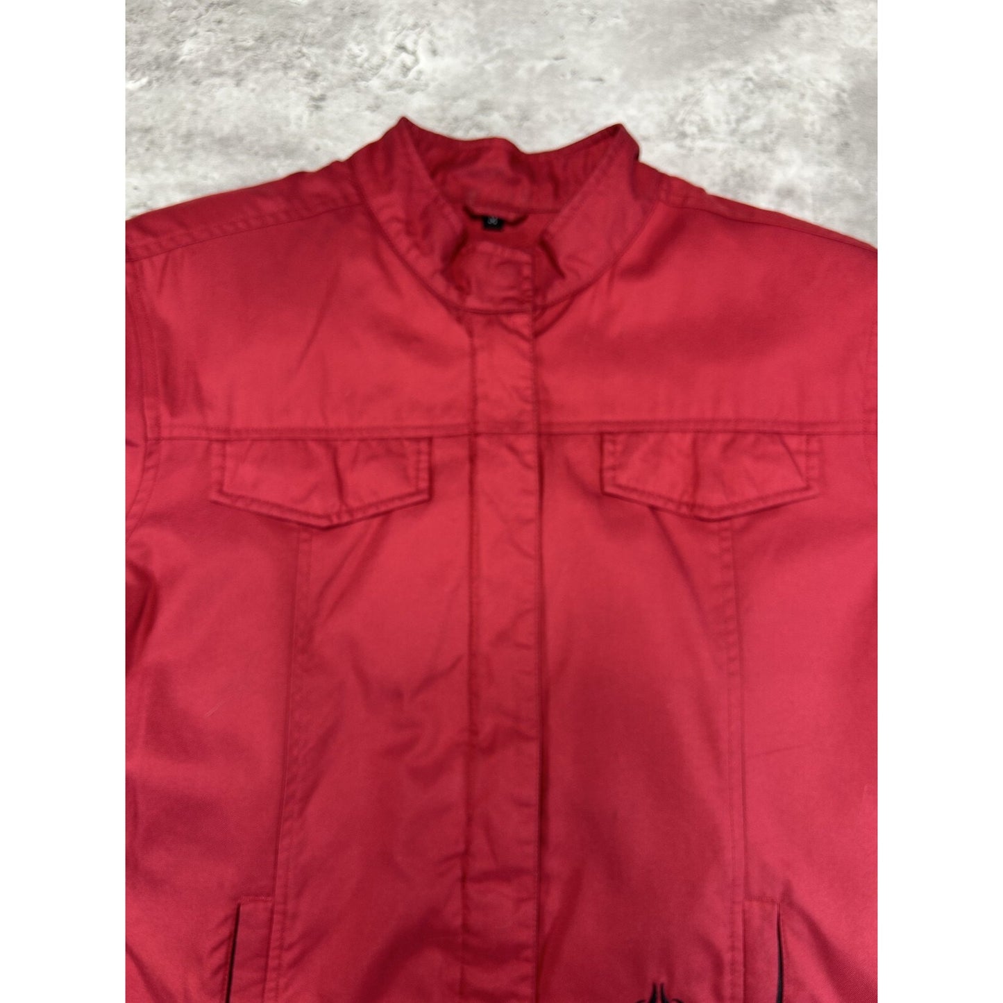 Vintage Y2K Harley Davidson Embroidered Eagle Nylon Jacket Size Medium Red