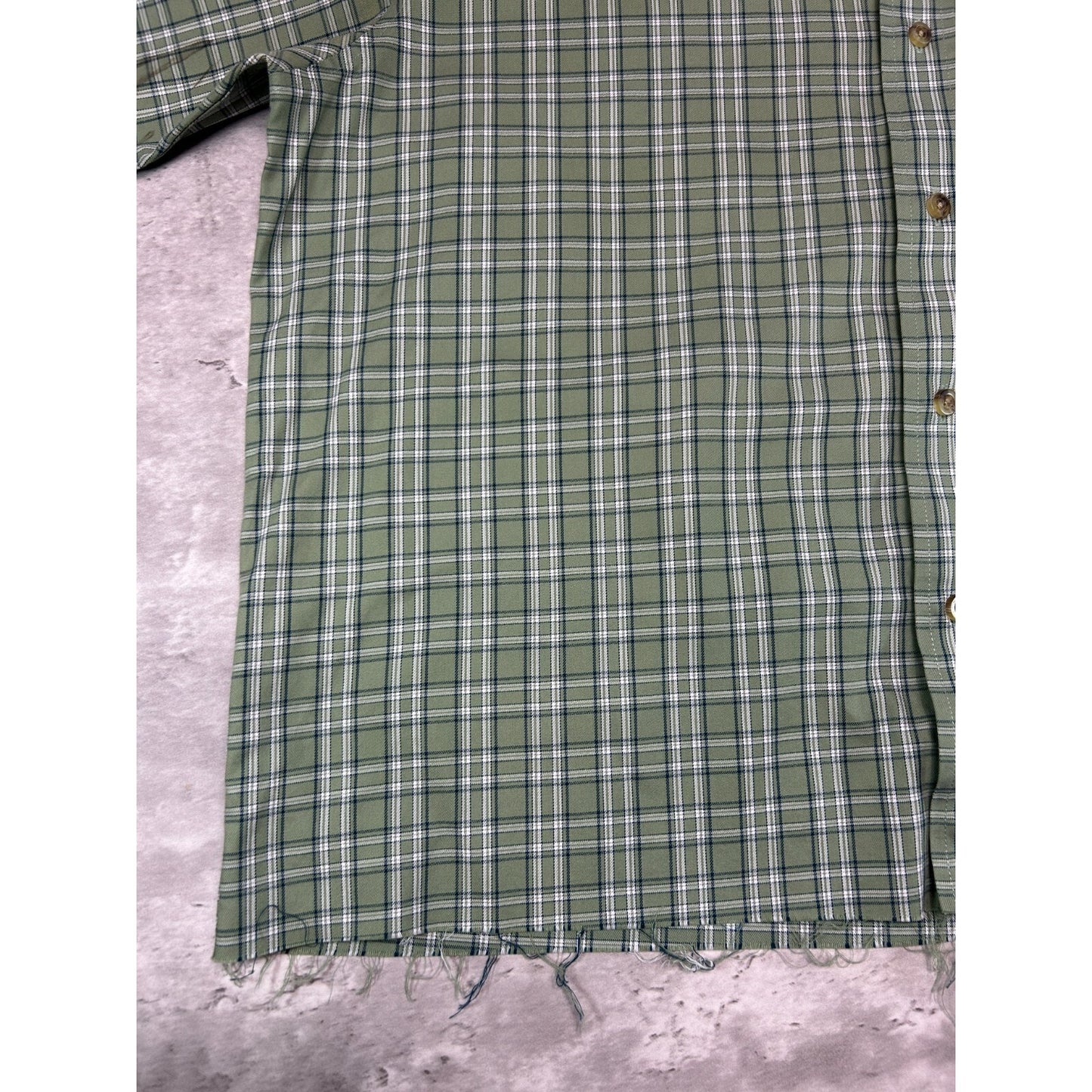 Vintage L.L. Bean Plaid Single Pocket Cropped Button Up Shirt Size Large Green