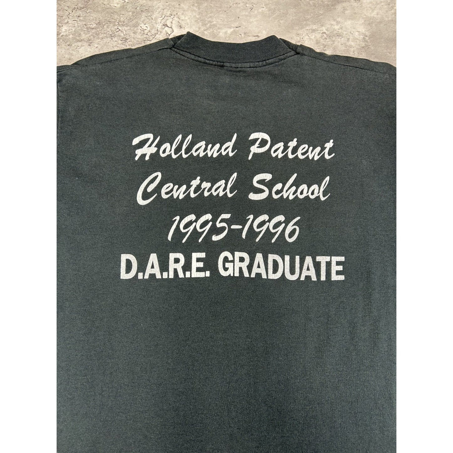 Vintage 80s/90s D.A.R.E Holland Patent Spellout Graphic T-Shirt Size Large