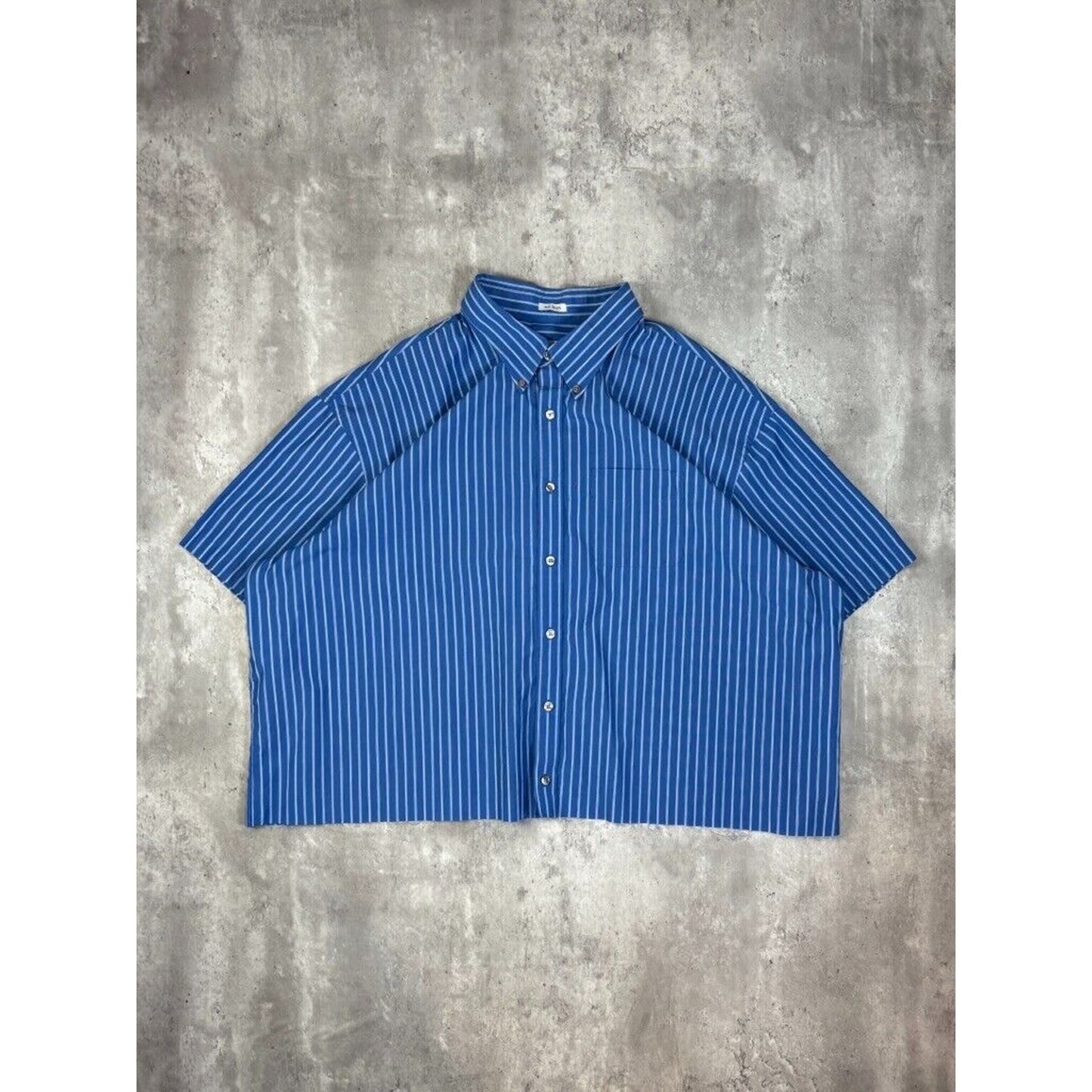 Vintage Van Heusen Striped Short Sleeve Cropped Button Up Shirt Size XXXL
