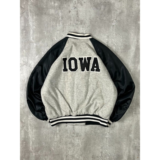 Vintage 90s Iowa Hawkeyes NCAA Embroidered Collegiate Bomber Jacket Size XL