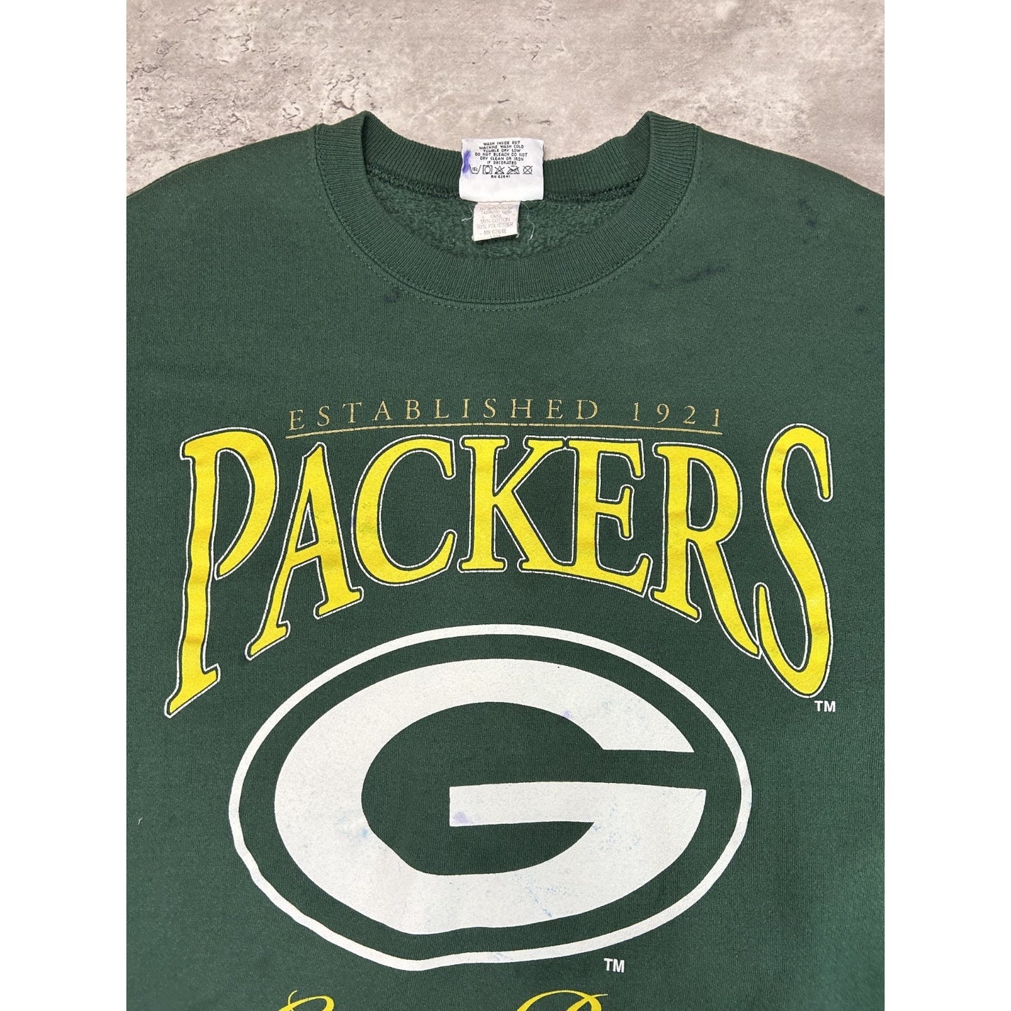 Vintage 1996 Green Bay Packers NFL Big Graphic Football Sweatshirt Size Large