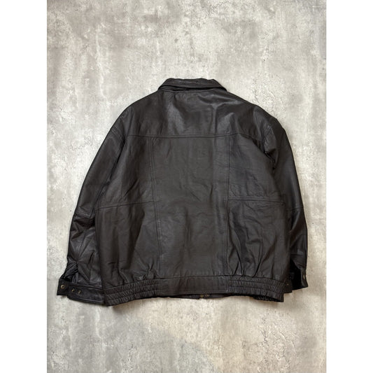 Vintage Cherokee Full Zip Leather Bomber Jacket Size 2XL Black