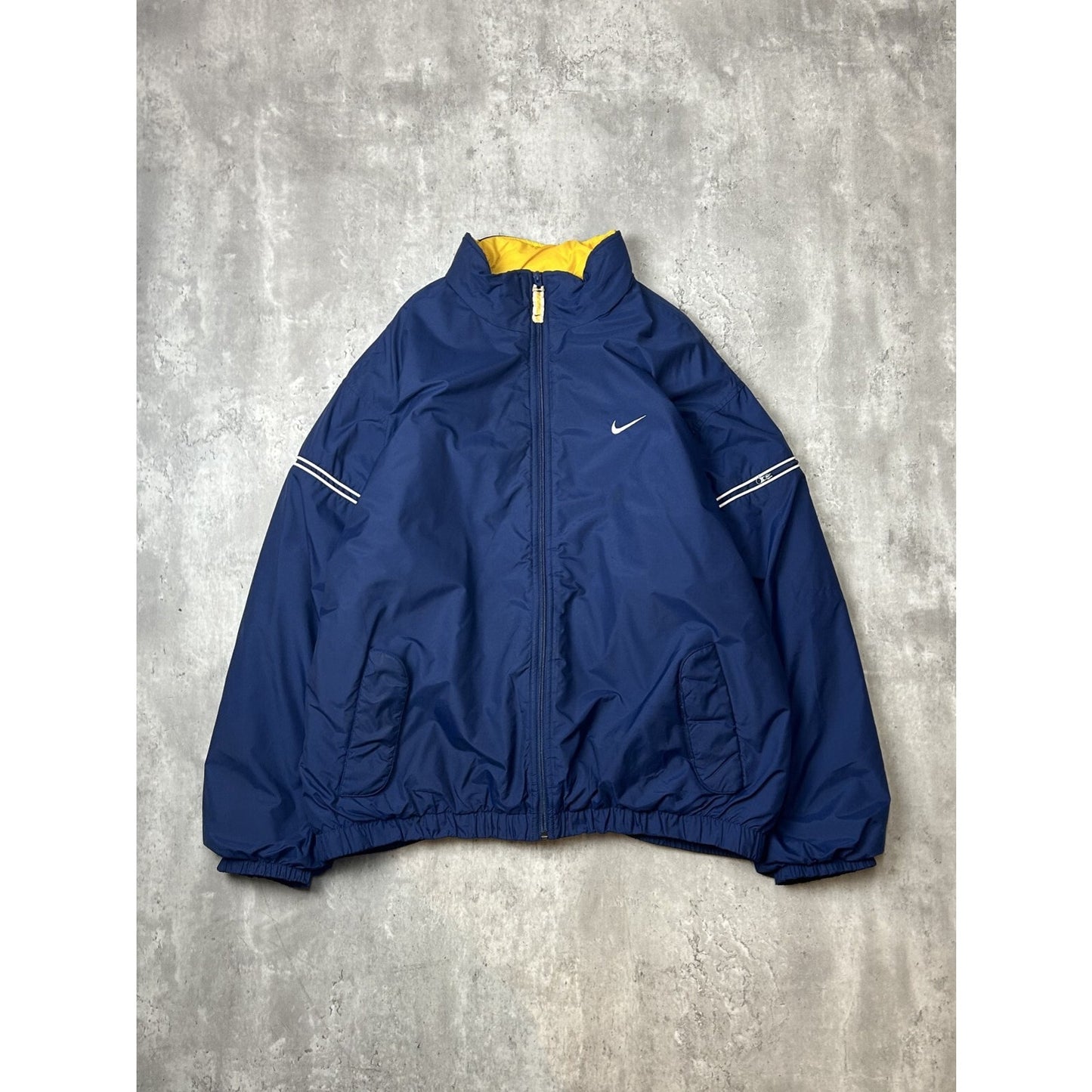 Vintage 2000s Nike Embroidered Swoosh Insulated Nylon Jacket Size XL Blue