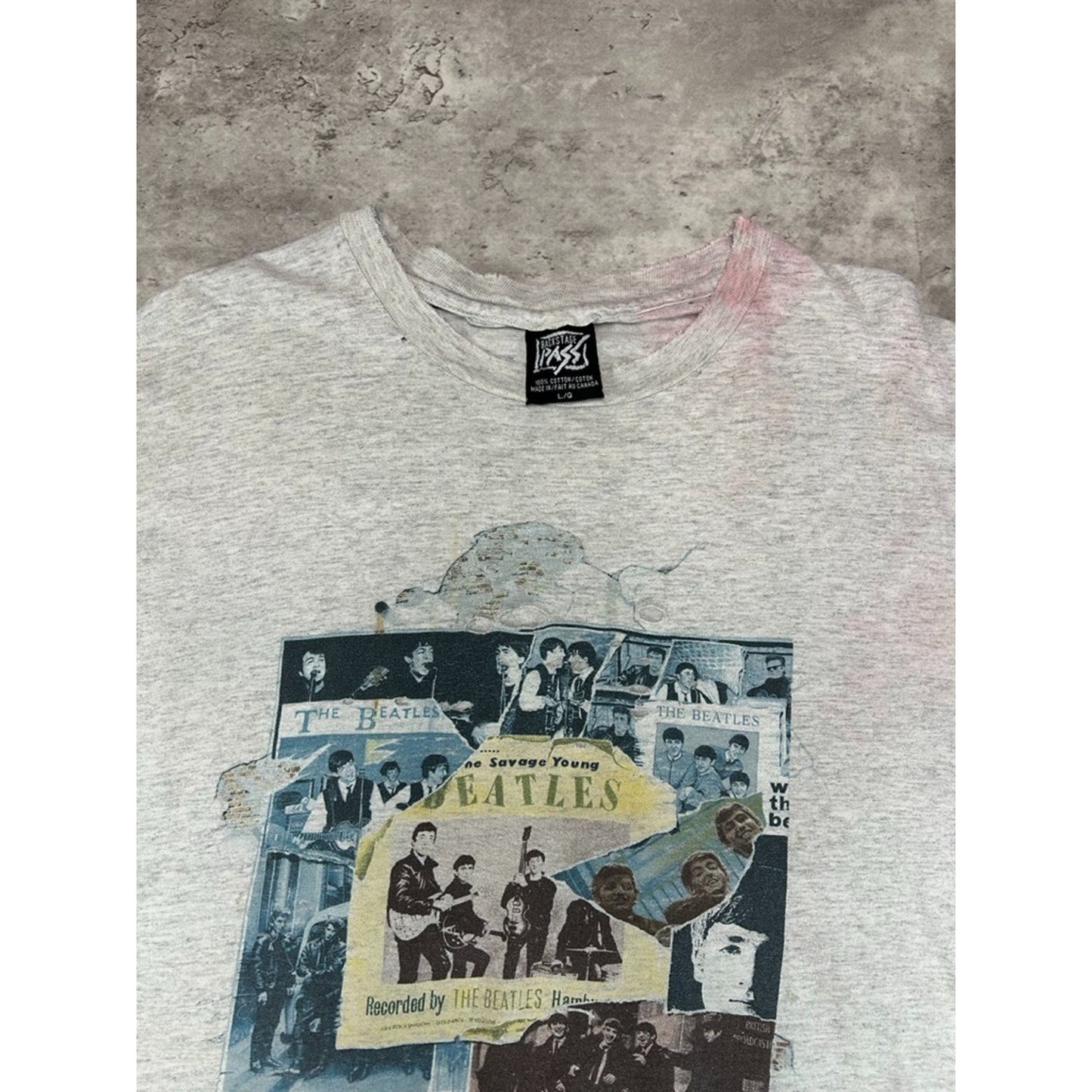 Vintage 1995 The Beatles Rock Music Graphic Band T-Shirt Size Large Gray