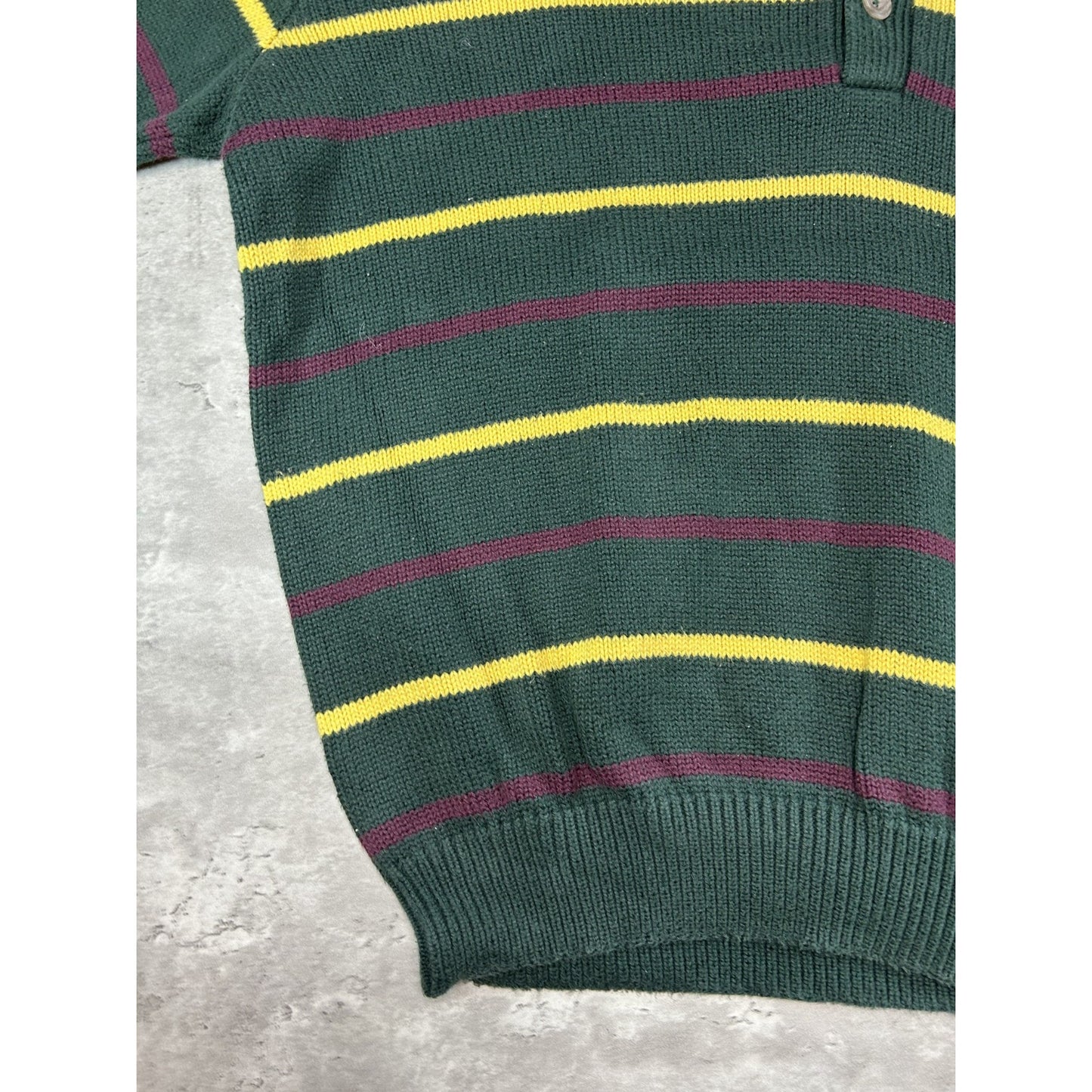 Vintage 90s Polo Ralph Lauren Striped 1/4 Button Pullover Knit Sweater Size XL