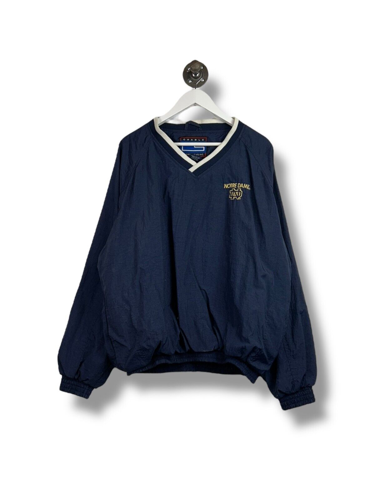 Vintage Notre Dame Fighting Irish NCAA Pullover Windbreaker Jacket Size XL Blue