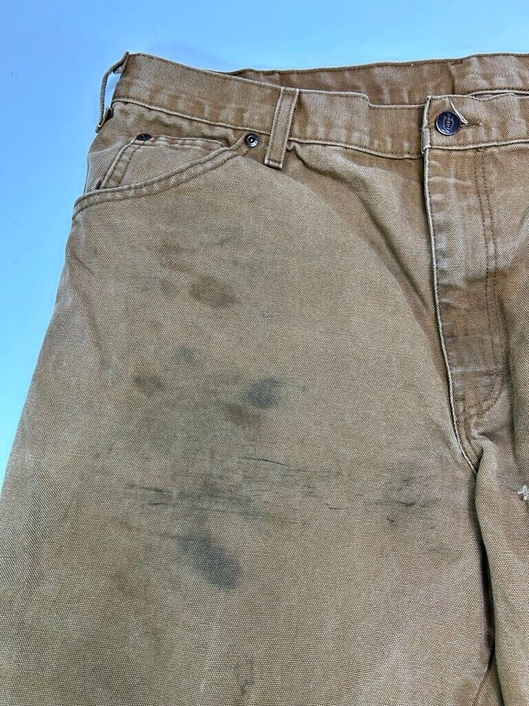 Vintage Dickies Canvas Work Wear Carpenter Pants Size 36W Beige