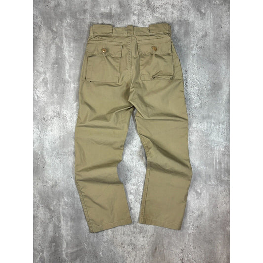 Vintage 1960s Multi Pocket Fishermans Cargo Pants Size 30 Beige