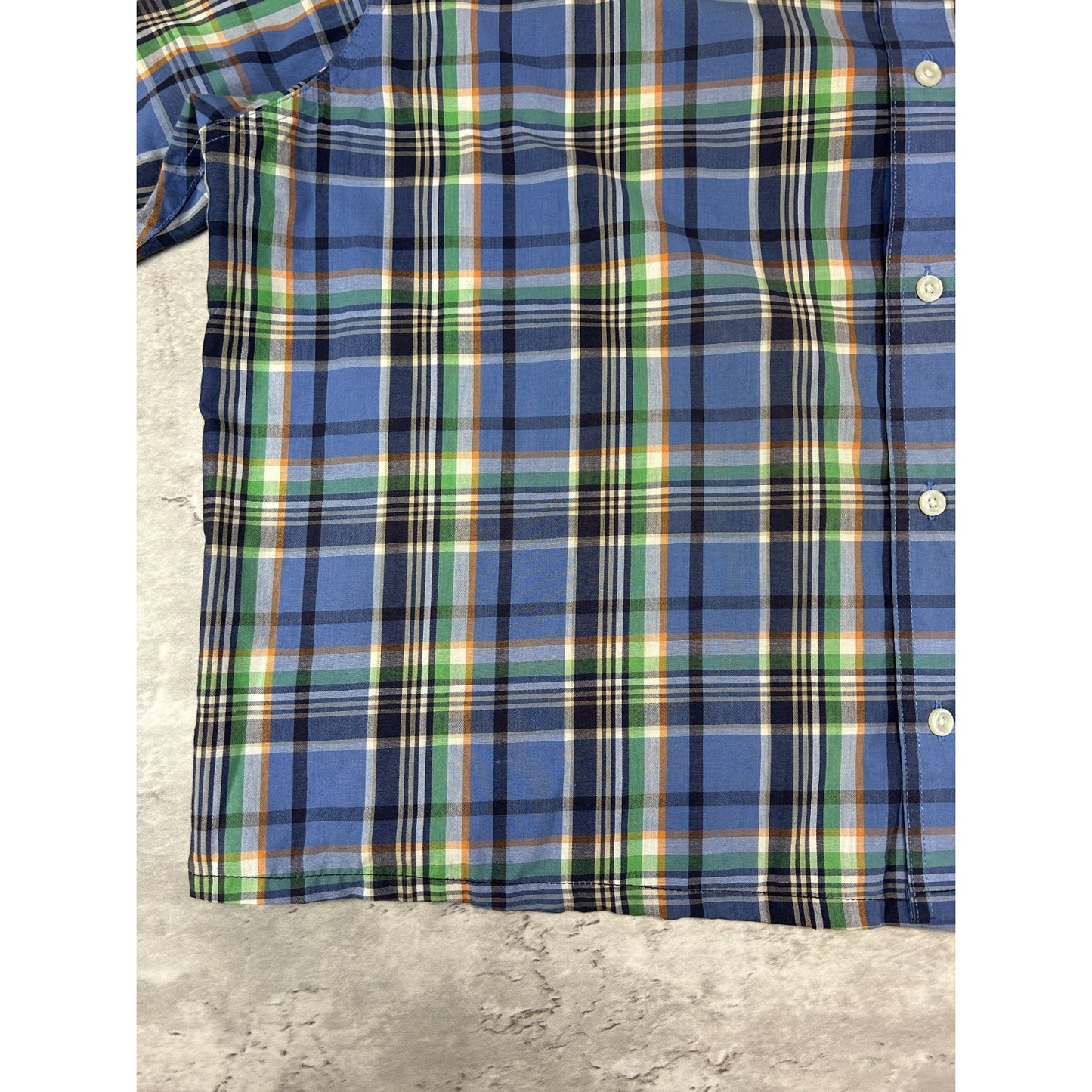 Vintage Chaps Plaid Print Short Sleeve Reworked Cropped Button Up Shirt Sz XL