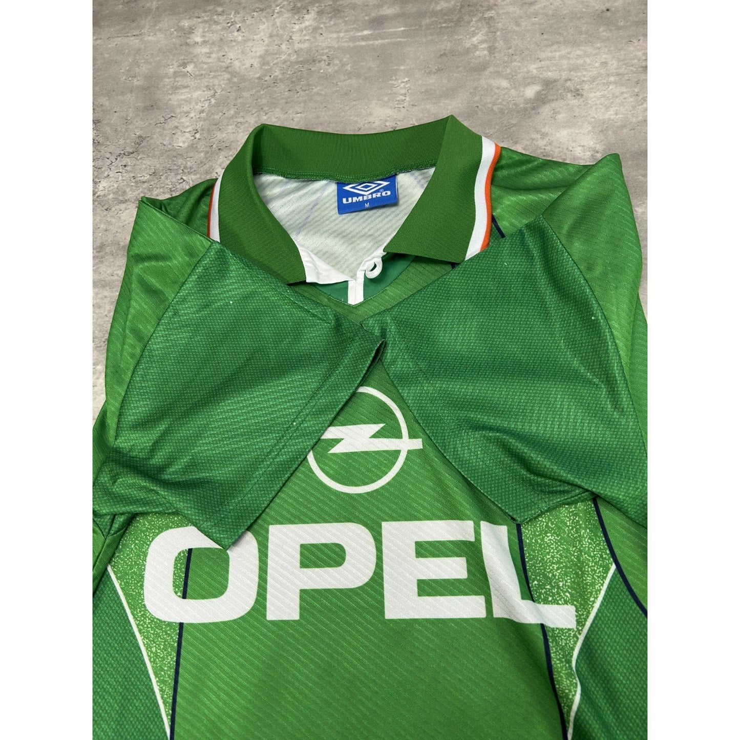 Vintage 90s Robbie Keane #10 Ireland Umbro Soccer Jersey Size Medium Green