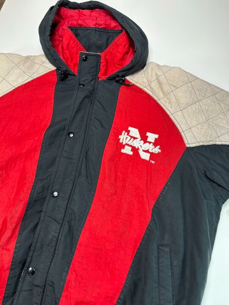 Vintage 90s Nebraska Cornhuskers NCAA Insulated Starter Full Zip Jacket Size XL