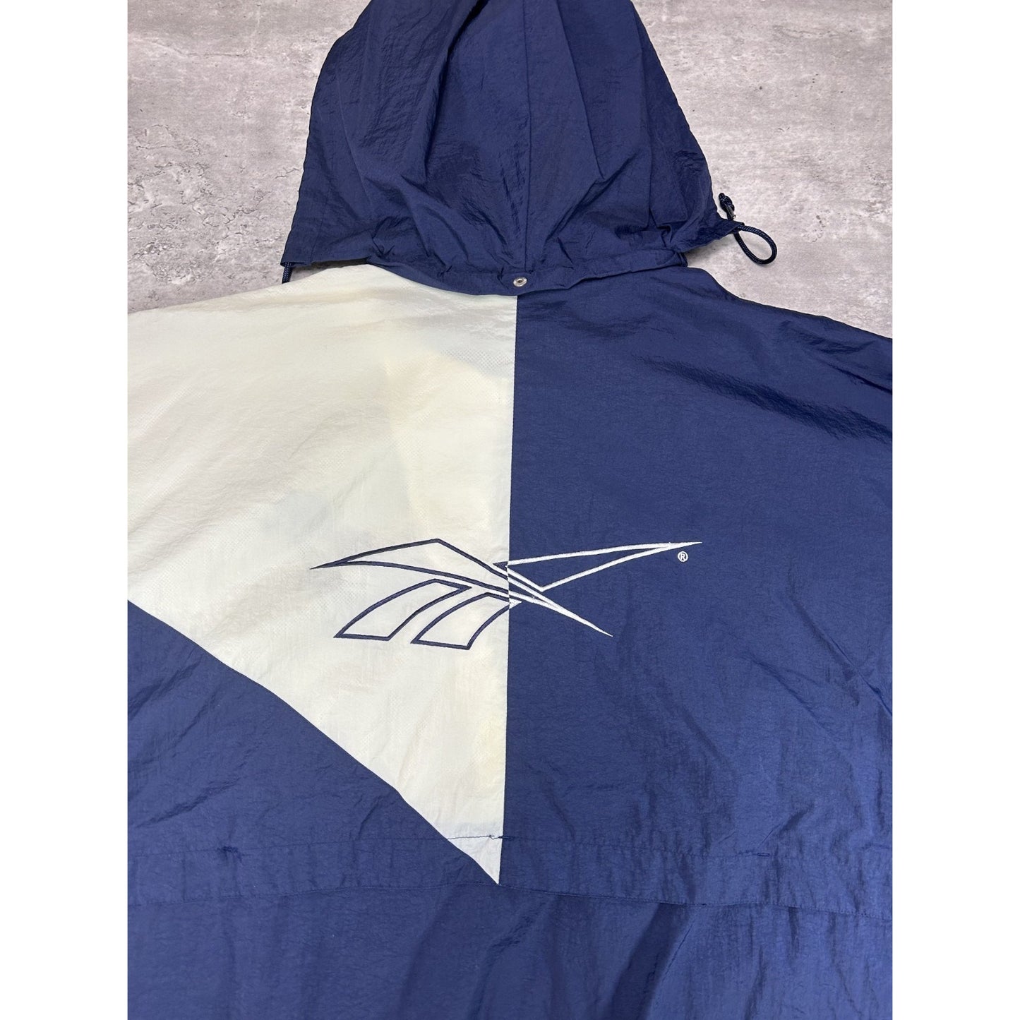 Vintage 90s Reebok Embroidered Logo Two Tone Nylon Windbreaker Jacket Size XL
