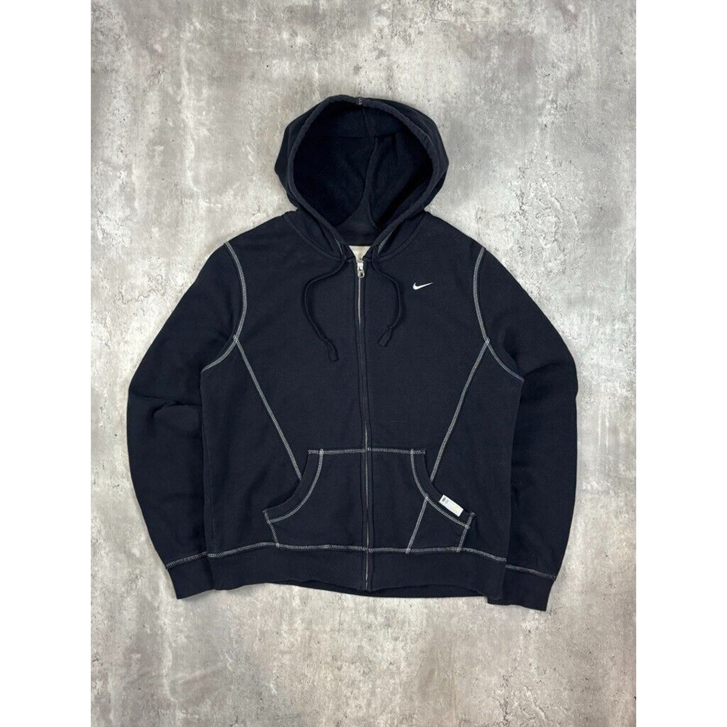 Vintage Womens Nike Embroidered Swoosh Full Zip Hooded Sweatshirt Size XL Black