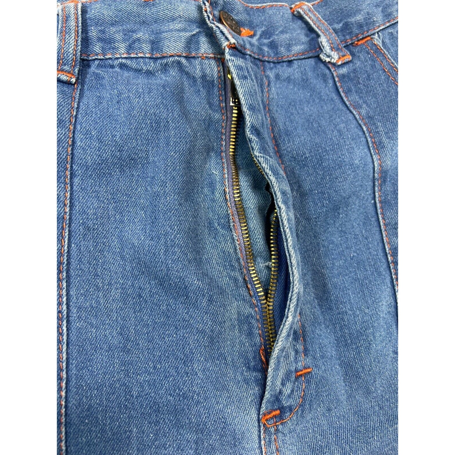 Vintage 70s/80s Medium Wash Multi Pocket Flared Denim Pants Size 29 Blue
