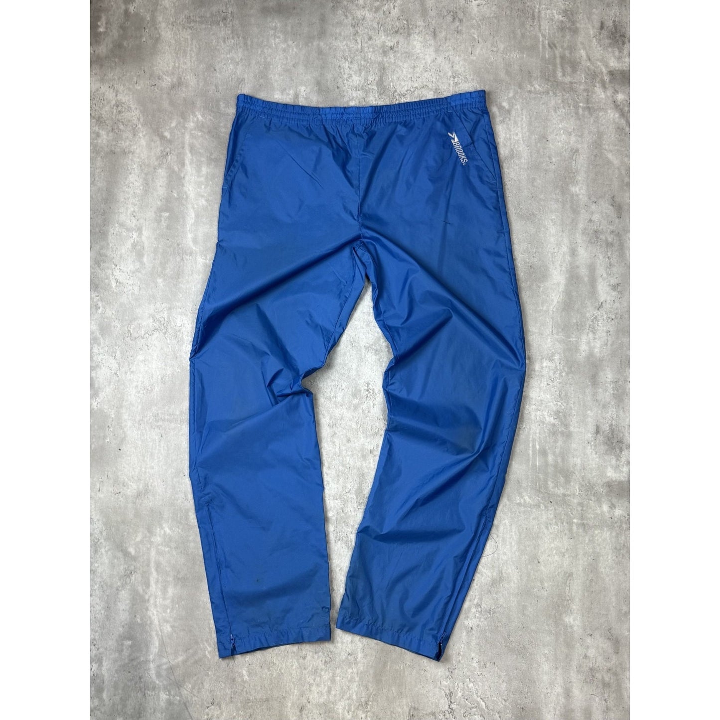 Vintage 80s/90s Brooks Embroidered Spellout Nylon Track Pants Size Large Blue