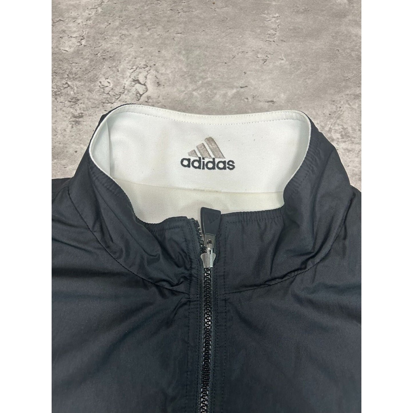 Vintage 90s Adidas Reversible Nylon Full Zip Windbreaker Jacket Size XXL Black