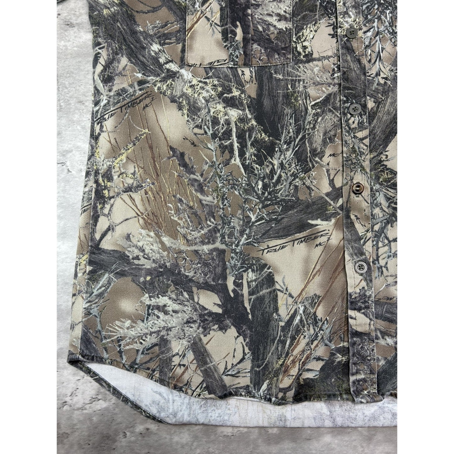 Vintage True Timber Hunting Camo Long Sleeve Button Up Shirt Size XL