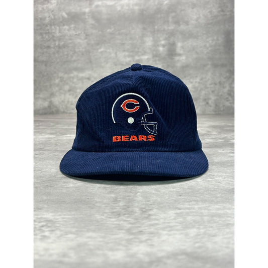 Vintage 90s Chicago Bears NFL Embroidered Helmet Corduroy Snapback Hat OSFA