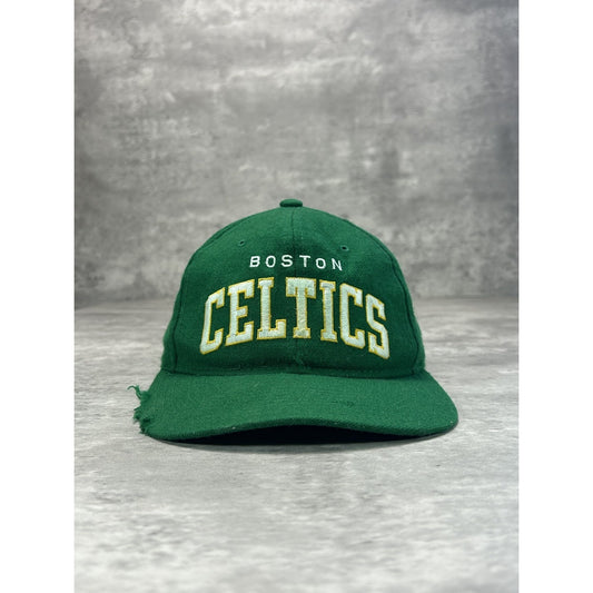 Vintage 90s Boston Celtics NBA Wool Starter Arc Spellout Snapback Hat OSFA