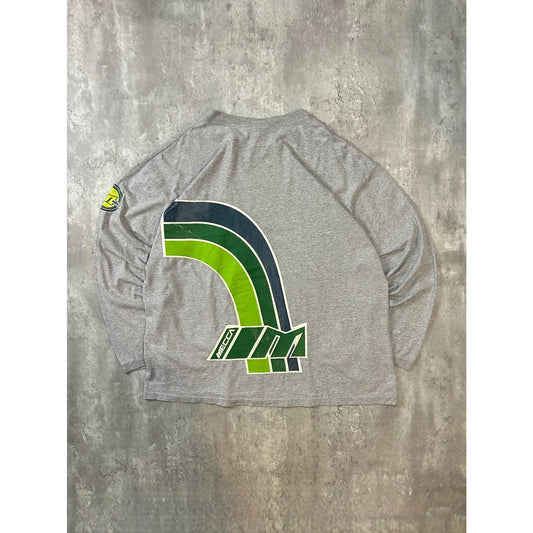 Vintage Y2K Mecca Spellout Graphic Long Sleeve T-Shirt Size 2XL Gray
