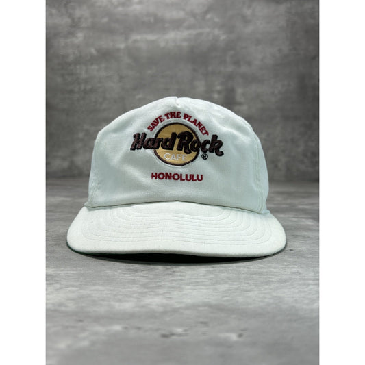 Vintage 90s Hard Rock Cafe Honolulu Embroidered Spellout Strapback Hat OSFA