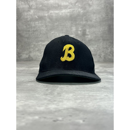 Vintage 80s/90s Stitched B Two Tone Snapback Hat OSFA Black/Yellow