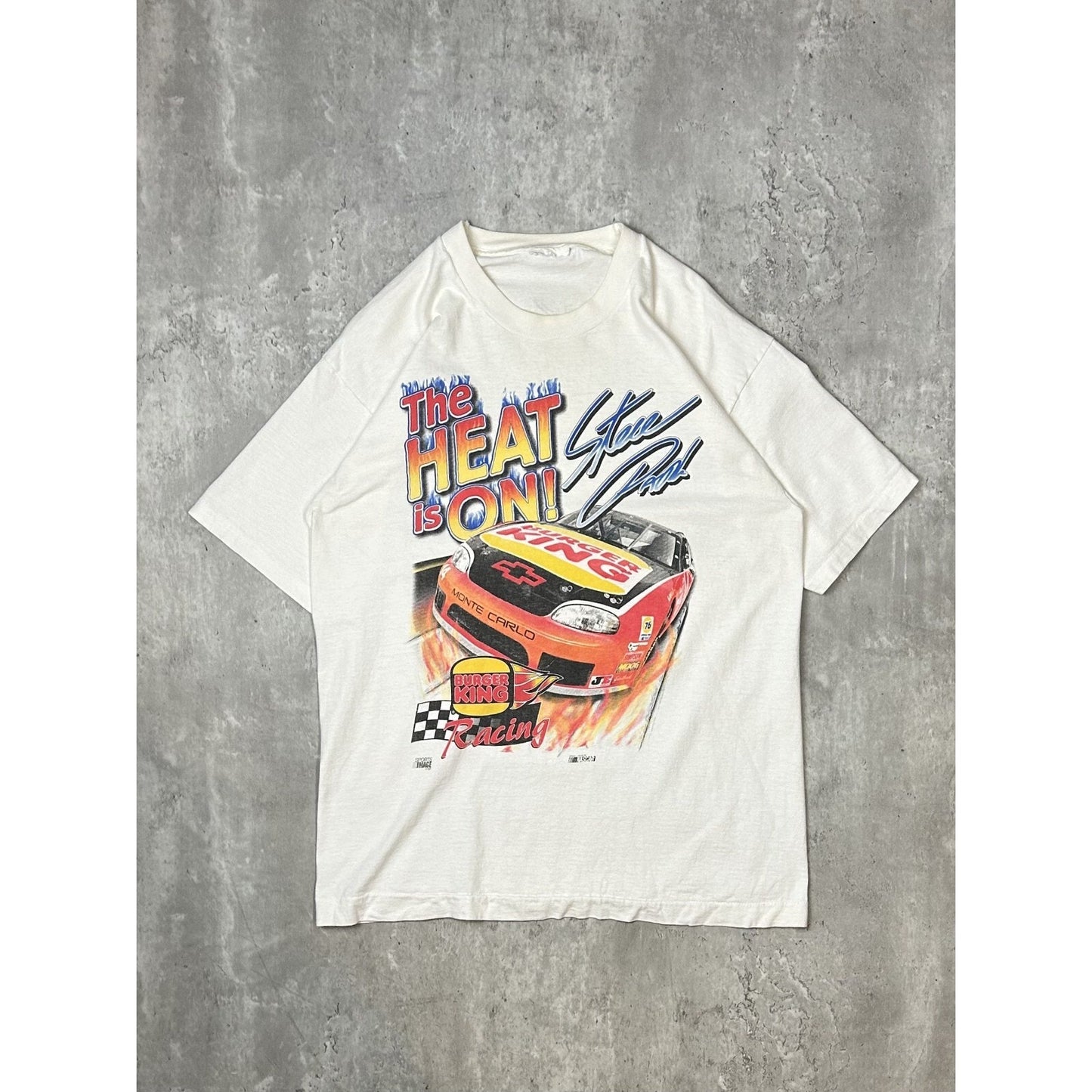 Vintage 1997 Steve Park #14 Nascar The Heat Is On Burger King T-Shirt Size Large