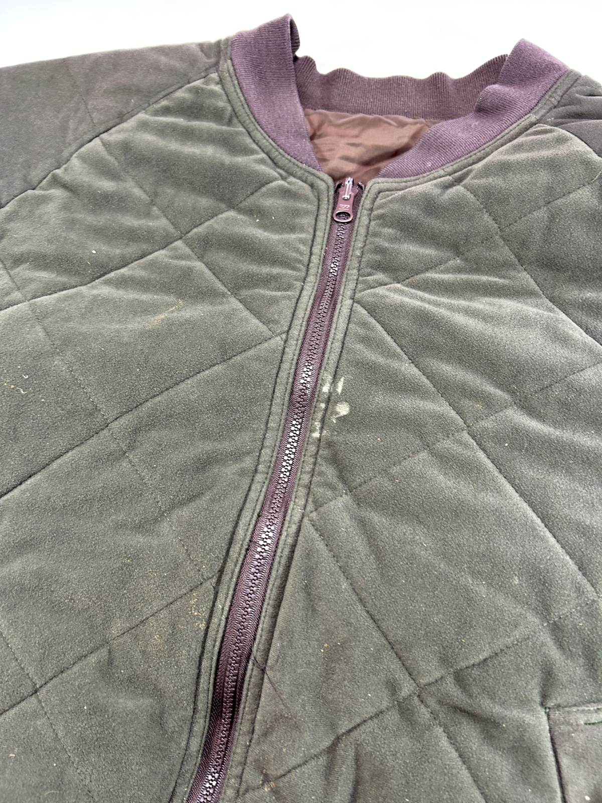 Vintage Cabelas Reversible Quilted Nylon Bomber Hunting Jacket Size XL Brown