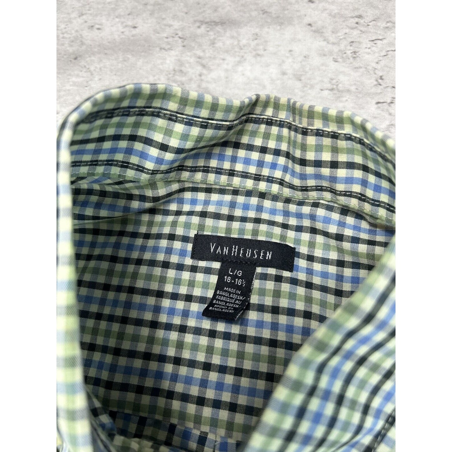Vintage Van Heusen Plaid Short Sleeve Cropped Button Up Shirt Size Large