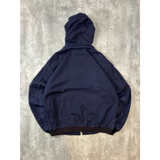 Vintage Tyndale FR Insulated Canvas Workwear Hooded Bomber Jacket Size XL Blue