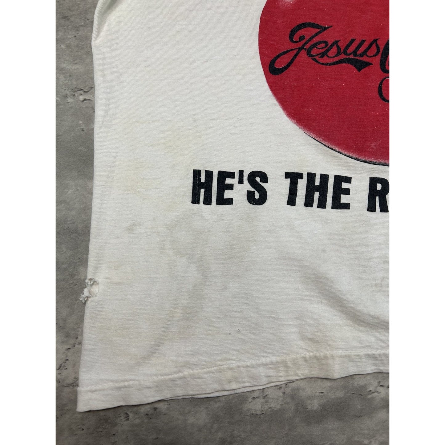 Vintage 90s Love Jesus Hes The Real Deal Parody Graphic T-Shirt Size Large