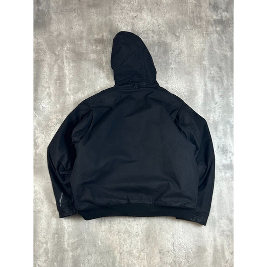 Vintage Walls Canvas Insulated Workwear Hooded Bomber Jacket Size XXXL Black