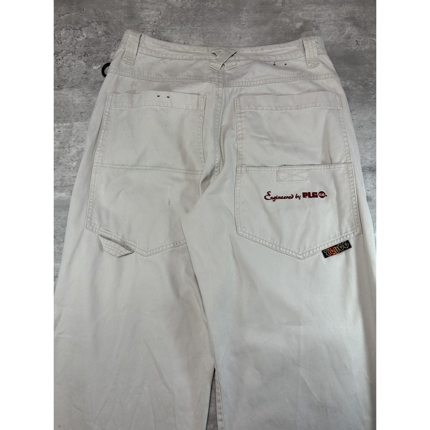 Vintage Y2K Plugg Baggy Fit Khaki Wide Leg Pants Size 32 Beige