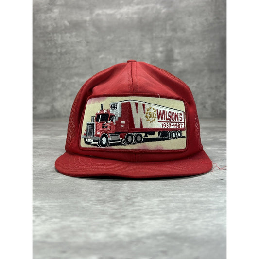 VTG 1987 Wilson Trucking 50th Anni Embroidered Patch Trucker Snapback Hat OSFA