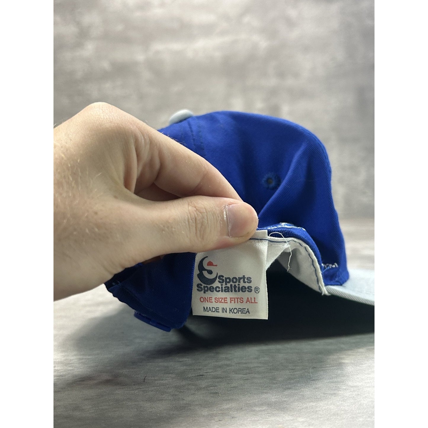 Vintage 90s Detroit Lions NFL Sports Specialties Script Snapback Hat OSFA Blue