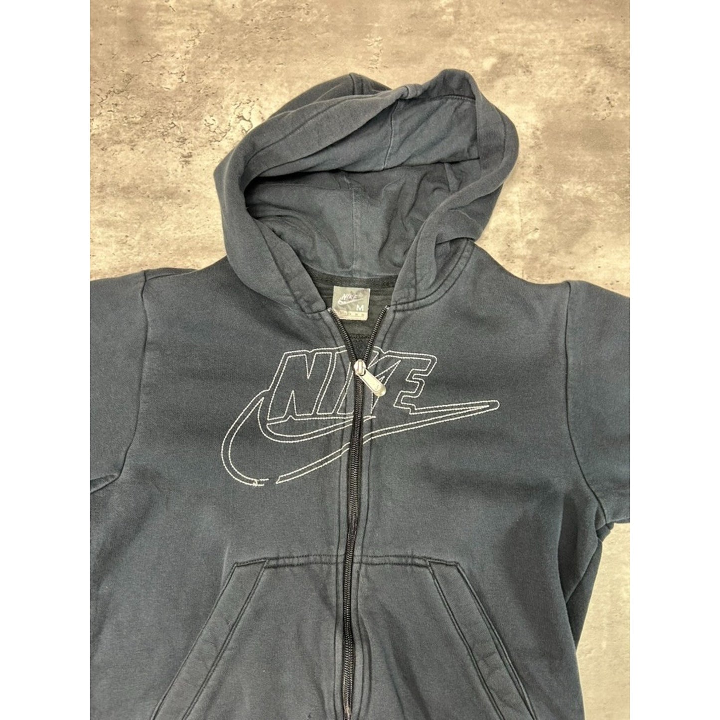 Vintage 2000s NikeEmbroidered Logo Full Zip Hooded Sweatshirt Size Medium YOUTH
